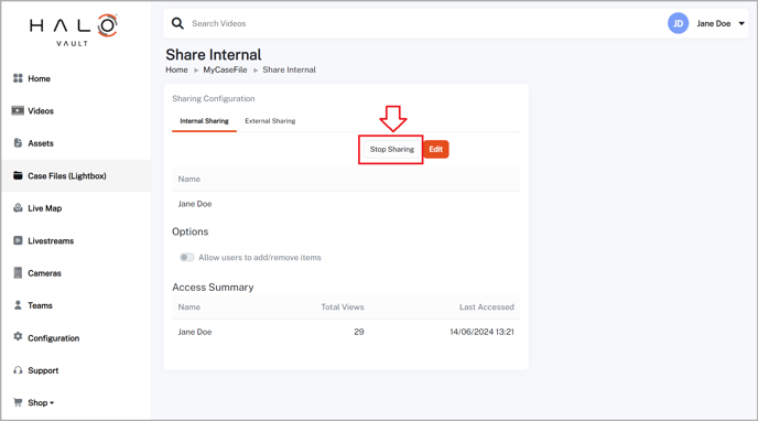 Vault-CaseFilesPage-StopSharing
